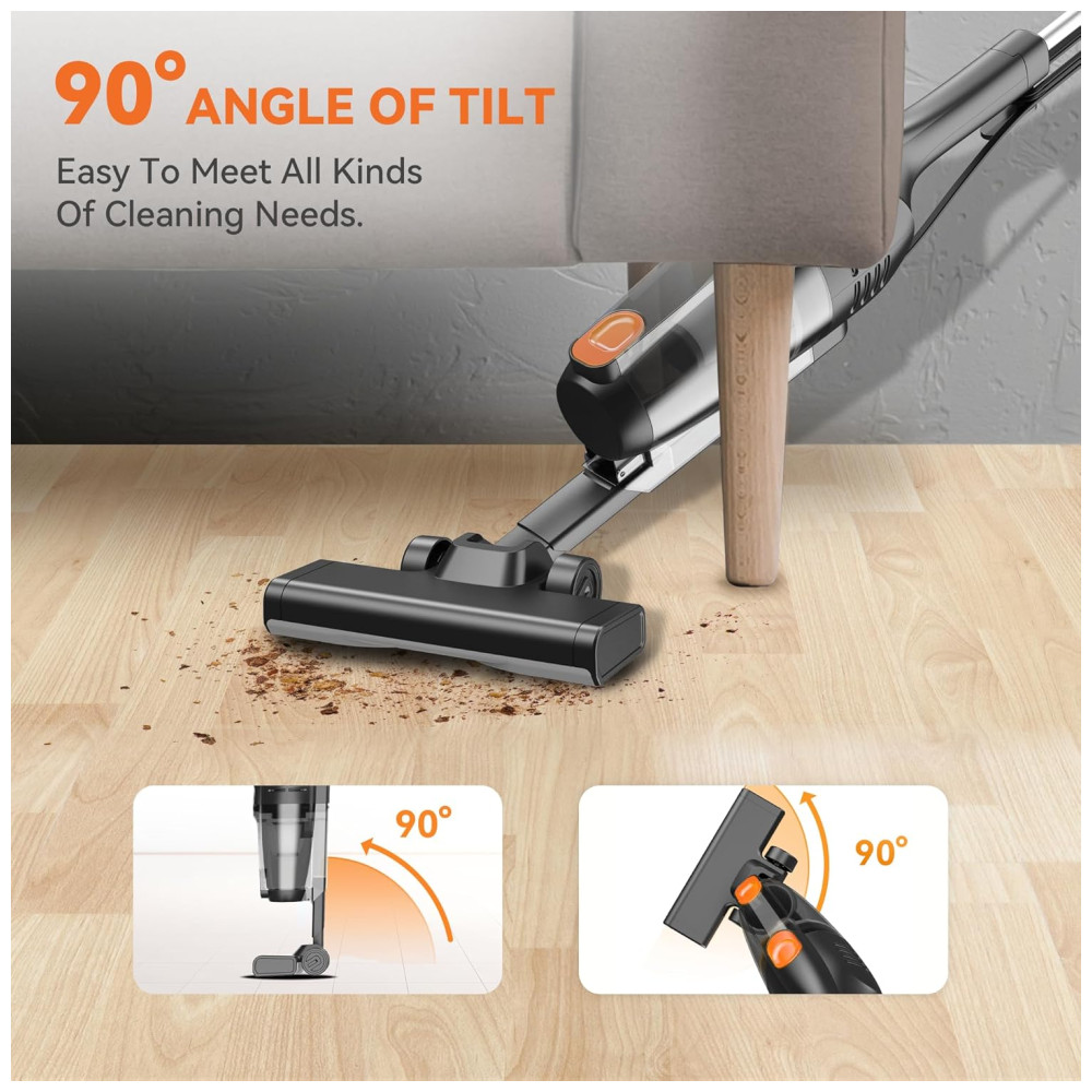 ectqsql5k1hd0b_4 jpg - Aspirador de Pó Vertical com Fio, 20000pa de Sucção Poderosa, 2 em 1 Leve para Pêlos de Animais e Pisos Difíceis Laranja e Preto,Vazone