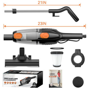 ectqsql5k1hd0b_8 jpg - Aspirador de Pó Vertical com Fio, 20000pa de Sucção Poderosa, 2 em 1 Leve para Pêlos de Animais e Pisos Difíceis Laranja e Preto,Vazone