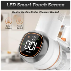 ectqt2gn11jd0b_2 jpg - Aspirador de Pó Sem Fio Tikom V500 para Casa, 40 kPa 450W com Tela LED Touch, Base de Carregamento na Parede, Anti Emaranhado, Leve para Pêlos de Animais