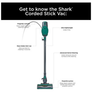 Aspirador de Pó Vertical com Fio Shark Rocket UltraLight Weight, Verde Leve, Poderoso e Versátil