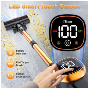 ectq2xrk3fwd0b_2 jpg - Aspirador de Pó Portátil Tikom V500, 450W, 40mCA, Tela LED Touch, Suporte de Parede, Leve e Potente para pelos de Animais, Pisos e Carpetes Preto Dourado