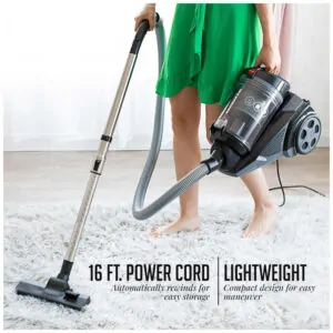 Aspirador de Pó Canister OVENTE sem Saco 3 Litros Sucção Forte, Extensão Telescópica, Cordão Retrátil Ideal para Limpeza Doméstica