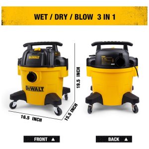 Aspirador de Pó Seco e Úmido 22L, 4.5CV de Potência com Extensores, 110v, DEWALT DXV06P, Amarelo