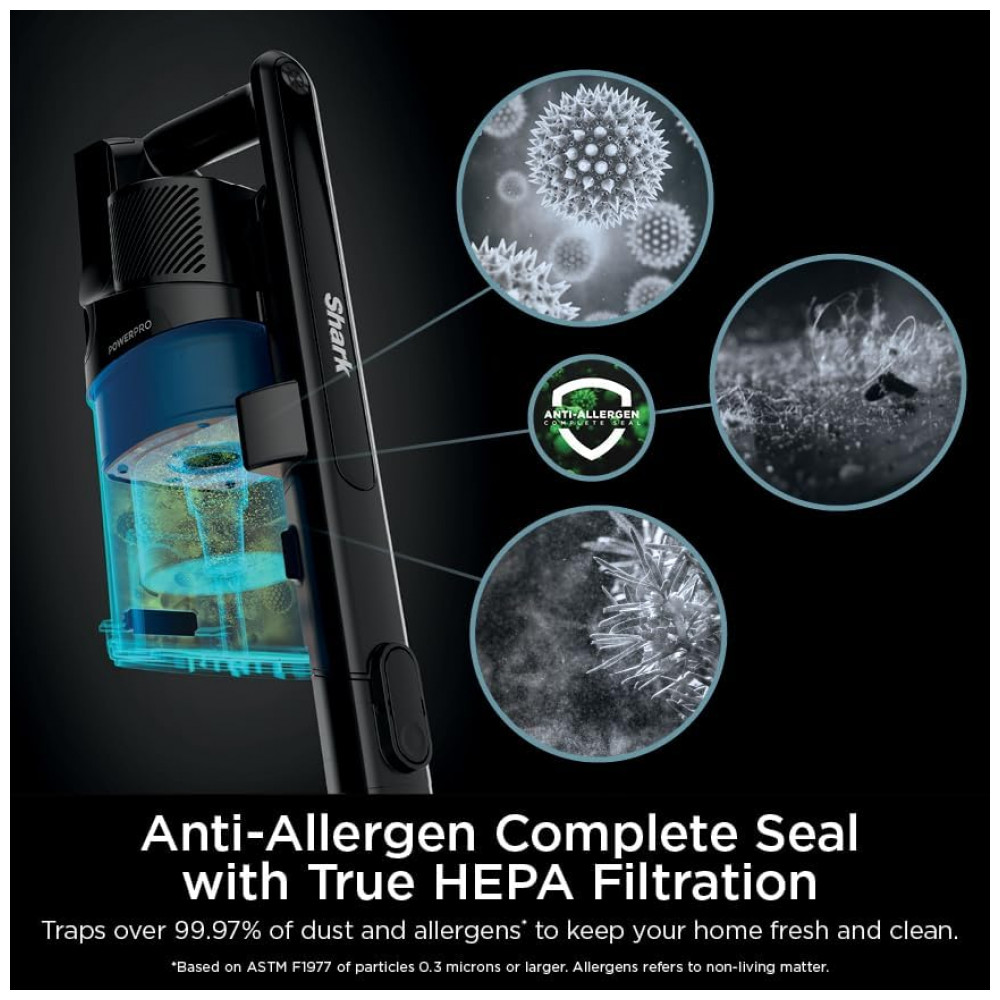 Aspirador de Pó Sem Fio Shark PowerPro Plus Essential, Leve, Recarregável, Tecnologia FloorDetect, Filtro HEPA, Autonomia de até 50 Minutos, Sucção Po