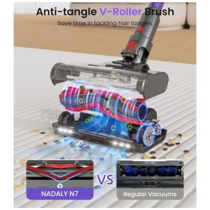 Aspirador de Pó NADALY sem Fio, Novo Modelo 2025 com 580W, 48KPA, 65 Minutos de Autonomia, Leve, Autônomo Ideal para Casa, pelos de Animais, Carpete