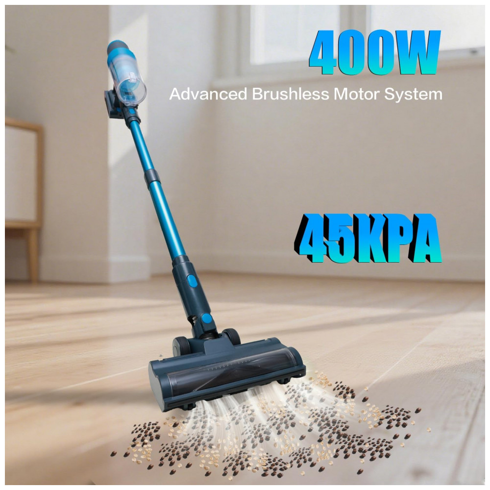 Aspirador de Pó Sem Fio PRAVOLE, 400W 45kPa 55min, 8 em 1 para Casa Recarregável para pelos de Animais Tapetes Pisos de Madeira 1,2L de Capacidade,