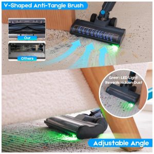 Aspirador de Pó Sem Fio PRAVOLE, 400W 45kPa 55min, 8 em 1 para Casa Recarregável para pelos de Animais Tapetes Pisos de Madeira 1,2L de Capacidade,