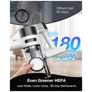 Aspirador de Pó Sem Fio para Casa, Leve e Recarregável com 55min de Autonomia, Sucção Poderosa, Farol LED Verde,Maircle