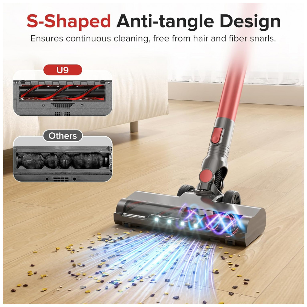 Aspirador de Pó Sem Fio com Suporte Autoportante, Aspiradores de Vara de 40KPA para Casa, Recarregável e Leve, Filtragem de 7 Camadas, HOUSBRUSH,