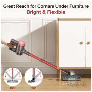 Aspirador de Pó Sem Fio com Suporte Autoportante, Aspiradores de Vara de 40KPA para Casa, Recarregável e Leve, Filtragem de 7 Camadas, HOUSBRUSH,