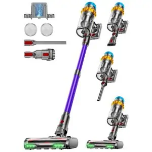 Aspirador de Pó Sem Fio, 600W 50KPA 70Min Aspirador Potente para Casa, Design Autônomo, Tela OLED Anti Emaranhados, Copo 1.8L, JRFYHFT,