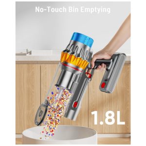 Aspirador de Pó Sem Fio, 600W 50KPA 70Min Aspirador Potente para Casa, Design Autônomo, Tela OLED Anti Emaranhados, Copo 1.8L, JRFYHFT,