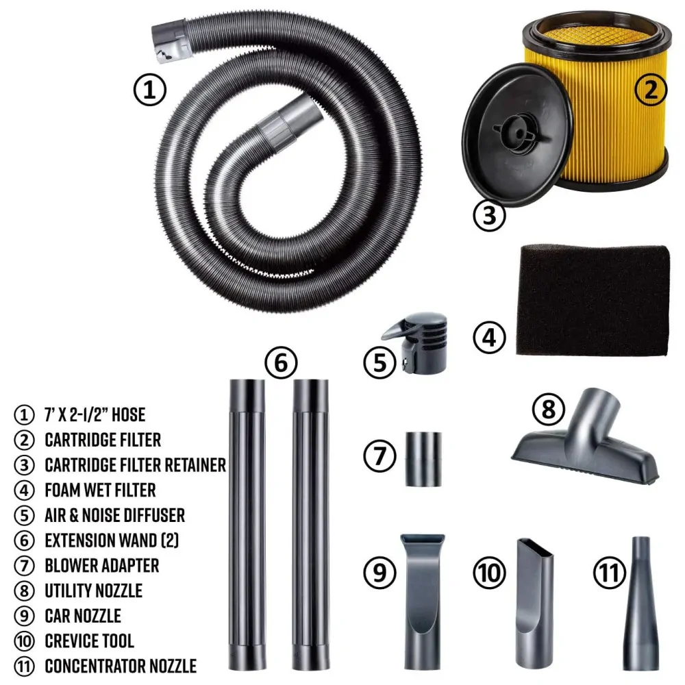 Aspirador de Pó Seco e Úmido 45L, 5CV de Potência com Extensores, 110v, VACMASTER VBV1210, Azul