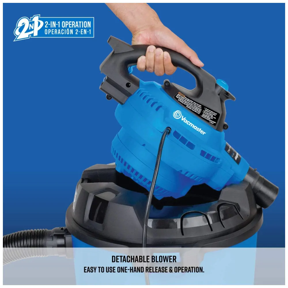 Aspirador de Pó Seco e Úmido 45L, 5CV de Potência com Extensores, 110v, VACMASTER VBV1210, Azul