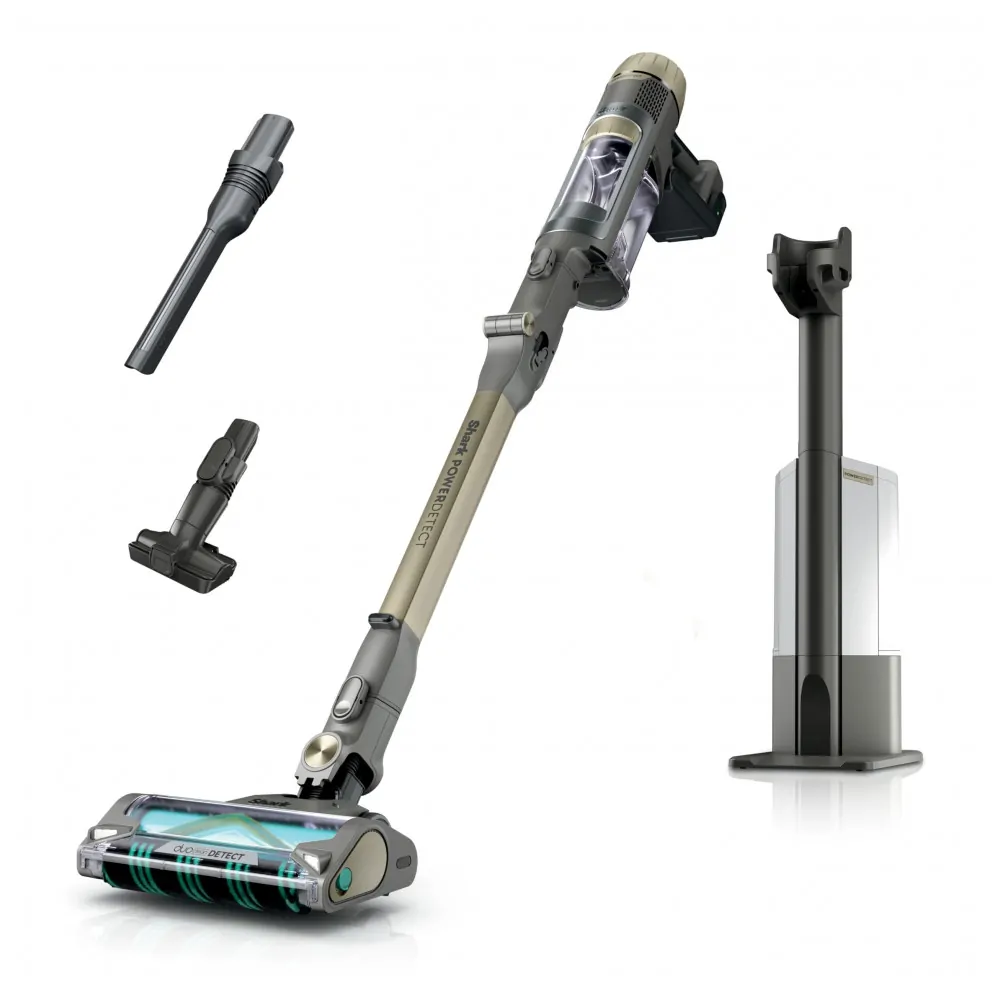 Aspirador Vertical Sem Fio Shark PowerDetect Pet Plus Clean Empty IP3253 Cinza Escuro Sucção Dupla Ação, Filtro HEPA,