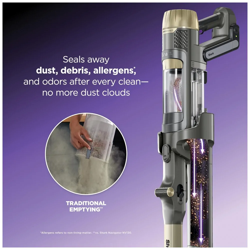 Aspirador Vertical Sem Fio Shark PowerDetect Pet Plus Clean Empty IP3253 Cinza Escuro Sucção Dupla Ação, Filtro HEPA,