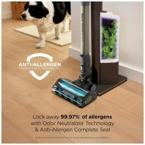 Aspirador Vertical Sem Fio Shark PowerDetect Pet Plus Clean Empty IP3253 Cinza Escuro Sucção Dupla Ação, Filtro HEPA,