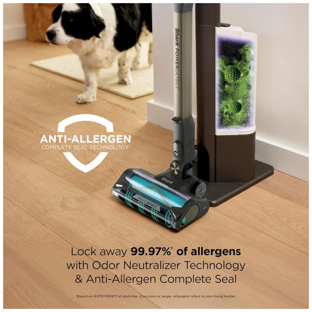 Aspirador Vertical Sem Fio Shark PowerDetect Pet Plus Clean Empty IP3253 Cinza Escuro Sucção Dupla Ação, Filtro HEPA,