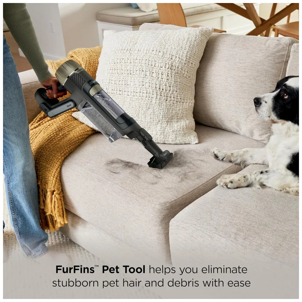 Aspirador Vertical Sem Fio Shark PowerDetect Pet Plus Clean Empty IP3253 Cinza Escuro Sucção Dupla Ação, Filtro HEPA,