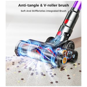 Aspirador Sem Fio VIAFLY Roxo 45kPa 550W Auto Suportado LED Anti Emaranhado V16PRO new 1.5L 22V