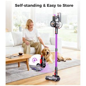 Aspirador Sem Fio VIAFLY Roxo 45kPa 550W Auto Suportado LED Anti Emaranhado V16PRO new 1.5L 22V