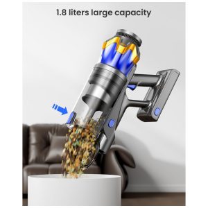 Aspirador Sem Fio JELLYPIG Azul 50kPa 600W Auto Suportado Tela Touch Anti Emaranhado X100 1.8L 29.6V