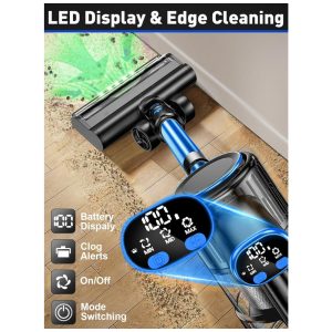 Aspirador de Pó Sem Fio OUYFHK Azul 45KPa 8 em 1 Leve Anti Emaranhado 50 Minutos LED A27D 22.2V