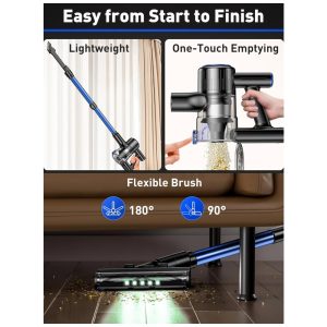 Aspirador de Pó Sem Fio OUYFHK Azul 45KPa 8 em 1 Leve Anti Emaranhado 50 Minutos LED A27D 22.2V