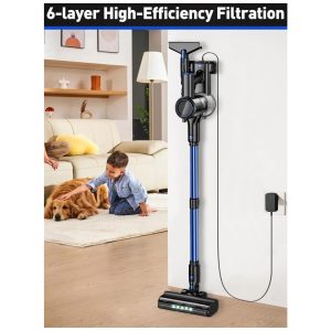 Aspirador de Pó Sem Fio OUYFHK Azul 45KPa 8 em 1 Leve Anti Emaranhado 50 Minutos LED A27D 22.2V