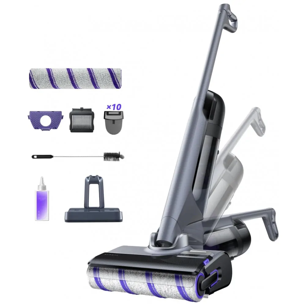 Aspirador e Limpador Úmido Seco NARWAL S30 Pro Cinza Espacial 20000Pa Anti Emaranhado Auto Limpeza 90 C 21.6V