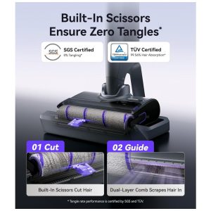 Aspirador e Limpador Úmido Seco NARWAL S30 Pro Cinza Espacial 20000Pa Anti Emaranhado Auto Limpeza 90 C 21.6V