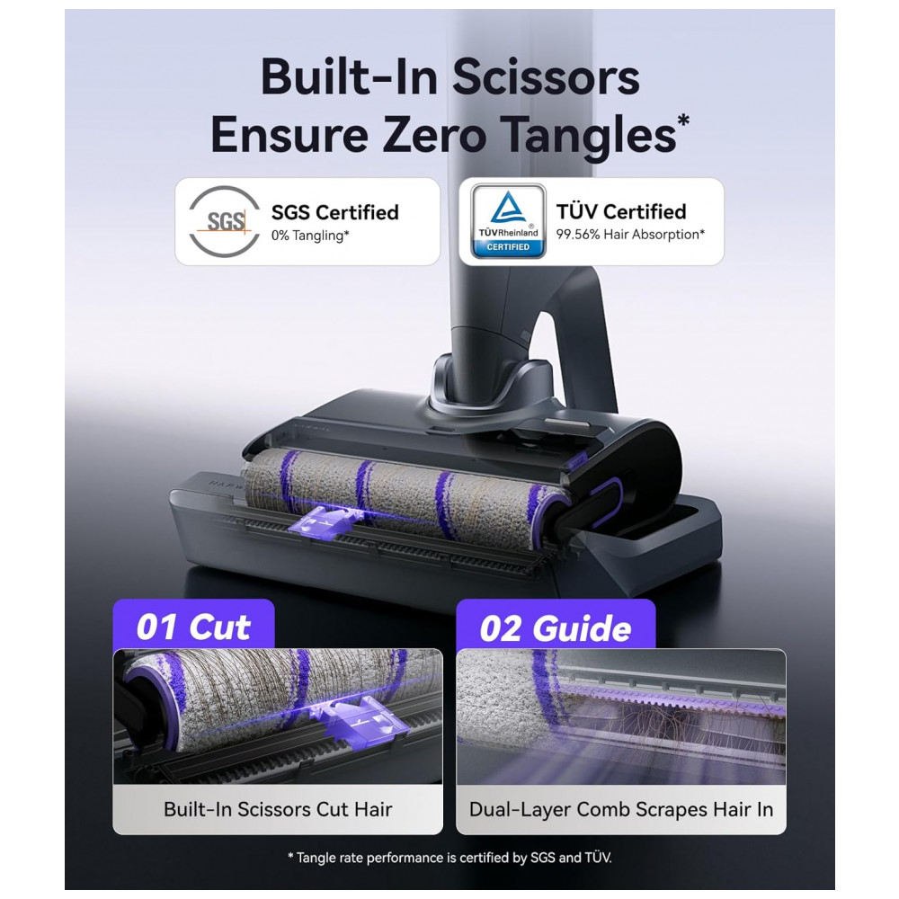 Aspirador e Limpador Úmido Seco NARWAL S30 Pro Cinza Espacial 20000Pa Anti Emaranhado Auto Limpeza 90 C 21.6V