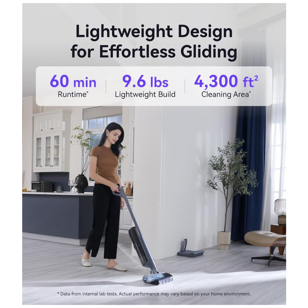 Aspirador e Limpador Úmido Seco NARWAL S30 Pro Cinza Espacial 20000Pa Anti Emaranhado Auto Limpeza 90 C 21.6V