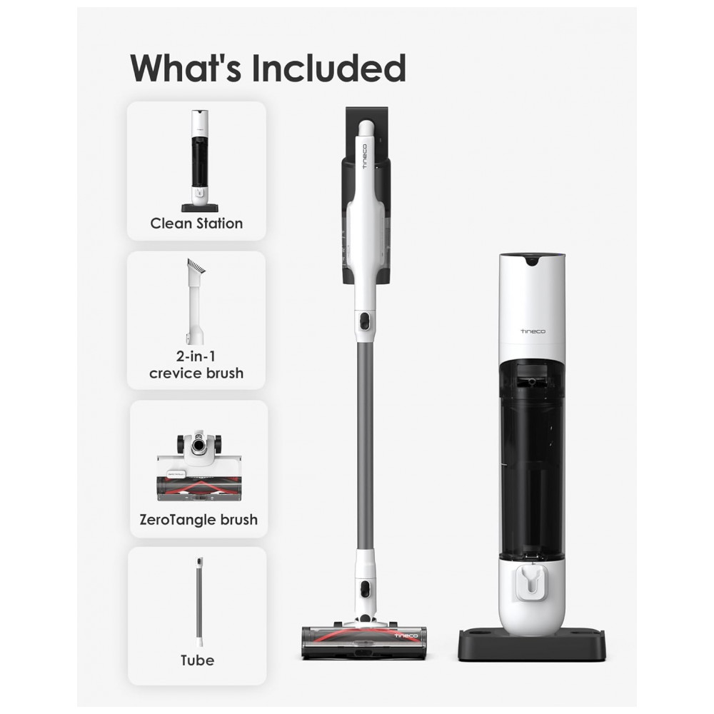Aspirador Sem Fio Tineco Pure ONE Station 5 Branco 175W ZeroTangle iLoop Autolimpeza 70 Minutos Pure ONE Station 5 25.2V