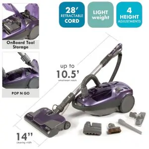 Aspirador de Pó Canister com Saco Kenmore 600 Series Roxo Pet PowerMate HEPA Haste Telescópica 81614 110V