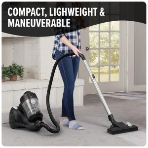 Aspirador de Pó com Fio sem Saco com Rebobinamento de Cabo e Alta Sucção para Carpetes e Pisos Duros, 110V, Dirt Devil, Preto