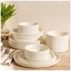 Conjunto de Jantar de Cerâmica TheTerra para 4 Pessoas, 12 Peças de Pratos e Tigelas de Porcelana Leves, Resistente a Riscos, Seguro para Forno, Micro