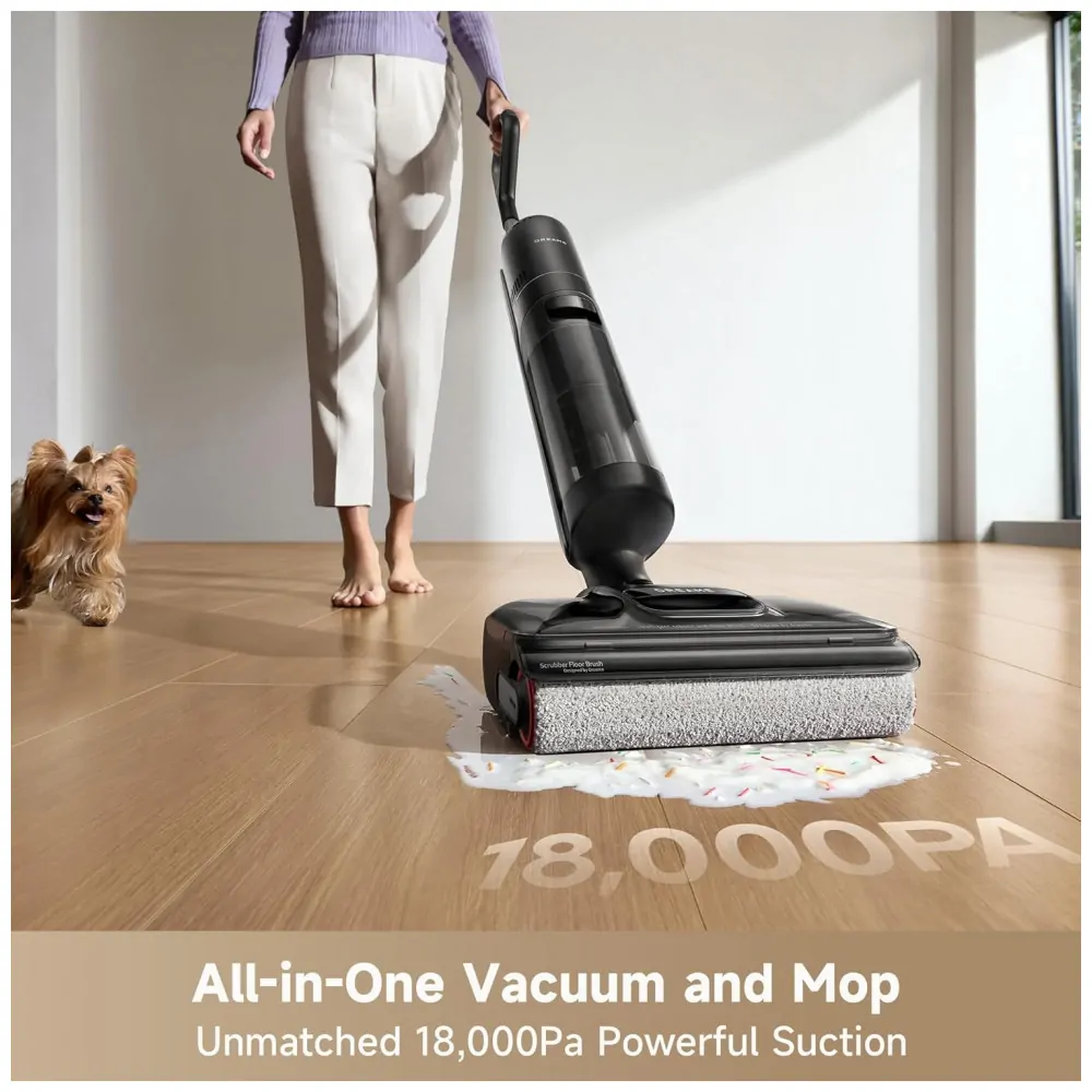 Aspirador vertical sem fio DREAME H12 Pro FlexReach 18.000Pa, lava e aspira 2 em 1 para pisos duros, autolimpeza a 90 C, 50 min, 110V