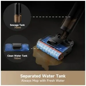 Aspirador vertical sem fio DREAME H12 Pro FlexReach 18.000Pa, lava e aspira 2 em 1 para pisos duros, autolimpeza a 90 C, 50 min, 110V