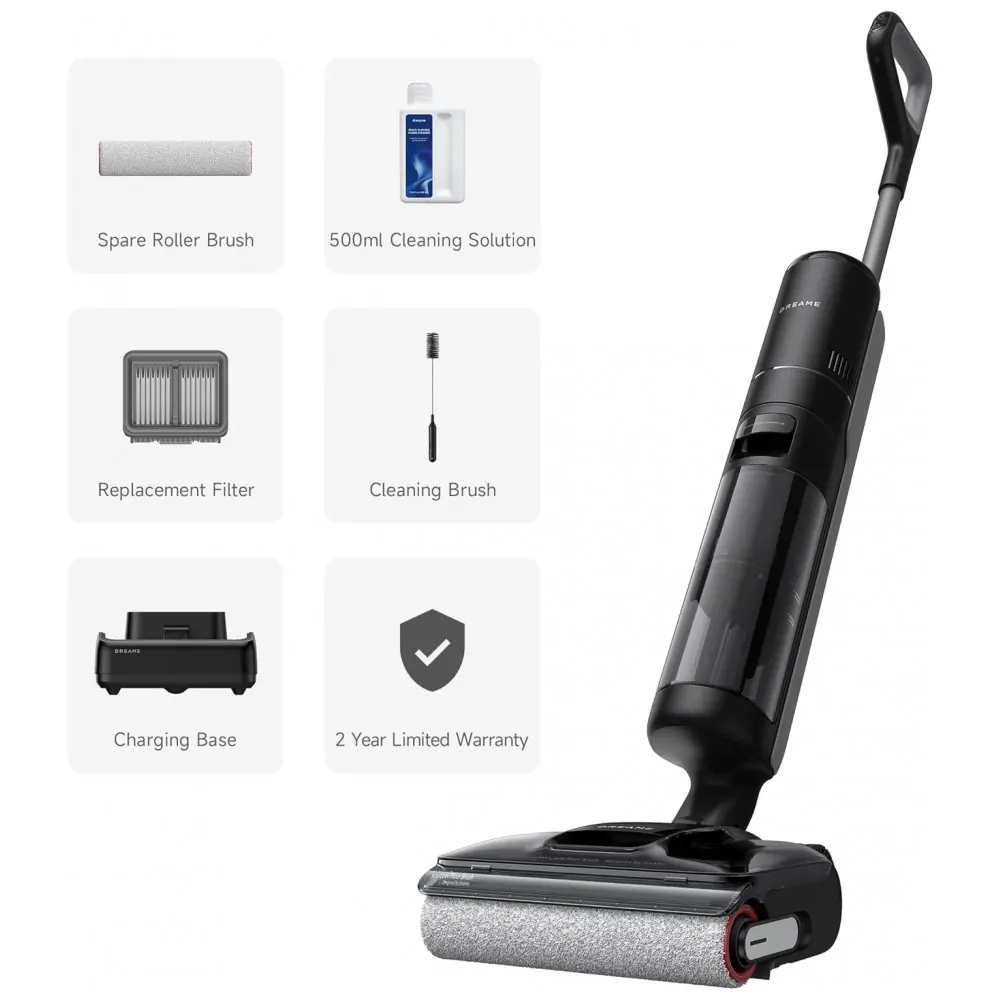 Aspirador vertical sem fio DREAME H12 Pro FlexReach 18.000Pa, lava e aspira 2 em 1 para pisos duros, autolimpeza a 90 C, 50 min, 110V