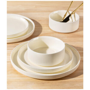 Conjunto de Jantar de Cerâmica TheTerra para 4 Pessoas, 12 Peças de Pratos e Tigelas de Porcelana Leves, Resistente a Riscos, Seguro para Forno, Micro